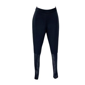 Hunter Bell New York Black Scuba Leather Shin Side Zipper Skinny Ankle Pants XS